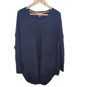 Victoria's Secret Cashmere Blend Knit Chunky Black Long Sweater Boho Prep #238